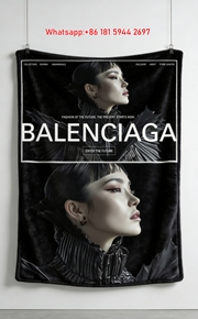 Balenciaga Futuristic Fashion Double Exposure Flannel Sofa Throw Blanket for Wall Hanging BA091